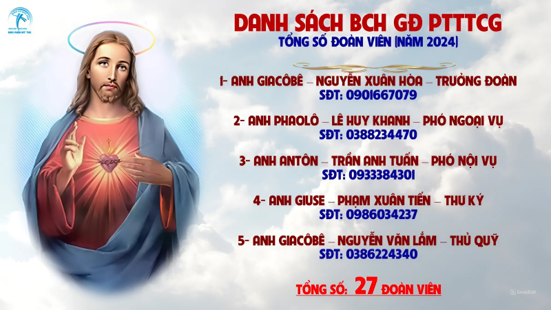 DANH SÁCH BCH GĐ PTTTCG & TỔNG SỐ ĐOÀN VIÊN (NĂM 2024)